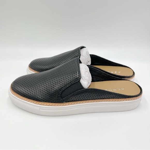 Aerosoles Women's Niagara Black Leather Slip On Mules Sneakers Shoes  Size 6 NEW - Picture 6 of 13